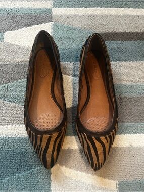 Corso Como Brown and Black Zebra-Print Pointed Flats